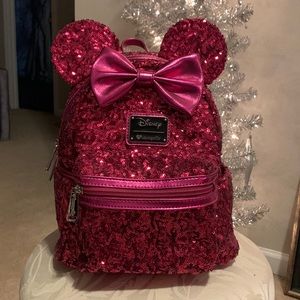 Loungefly Hot Pink Sequin Minnie Mouse Backpack